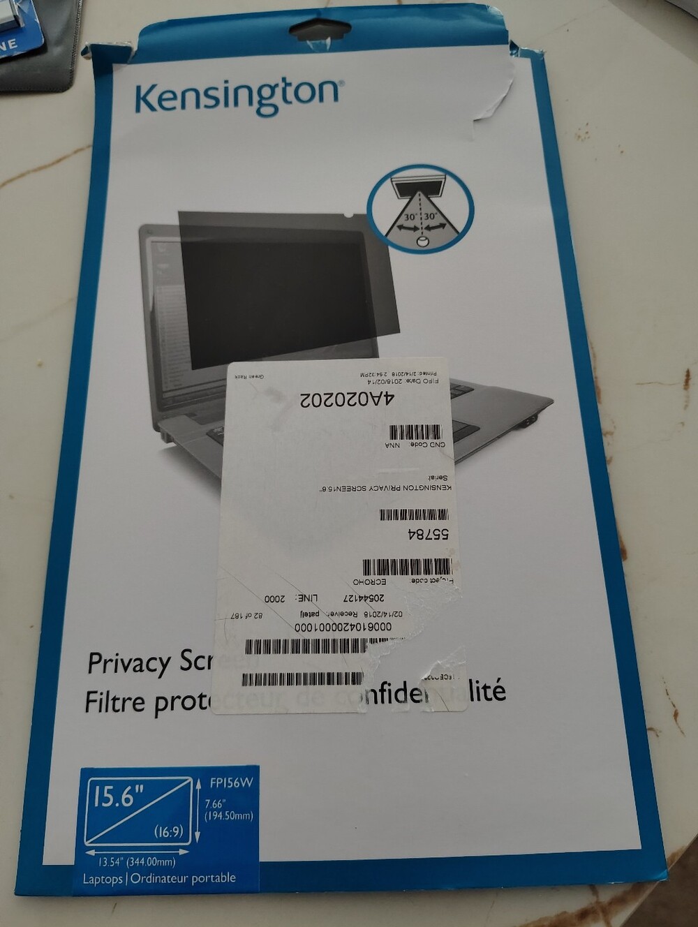 NWT Kensington 15.6" Blue & White Privacy Screen Protector for Laptops